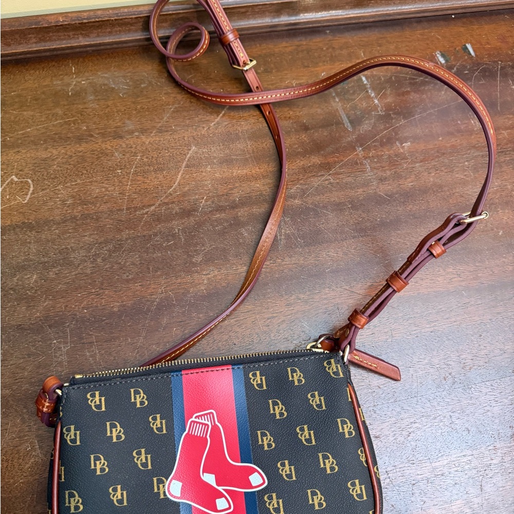 Dooney & Bourke Brown Leather Logo Patch, Boston Red Sox